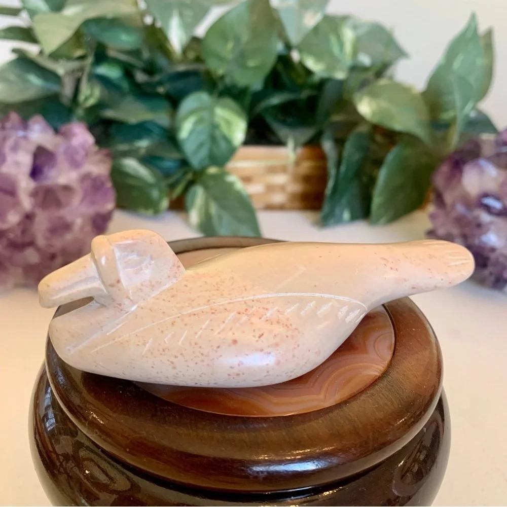 Hand Carved Soapstone Duck Loon Sculpture Stone Stylized Bird Figurine Kenya 4.6